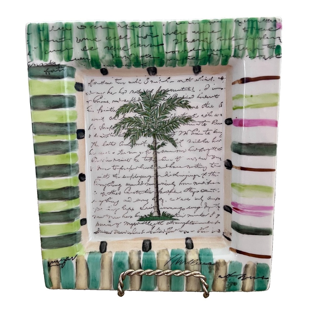 John Derian Tropical Palm Tree Dish Tray 7.3/4" x 6.3/4" Excellent Condition